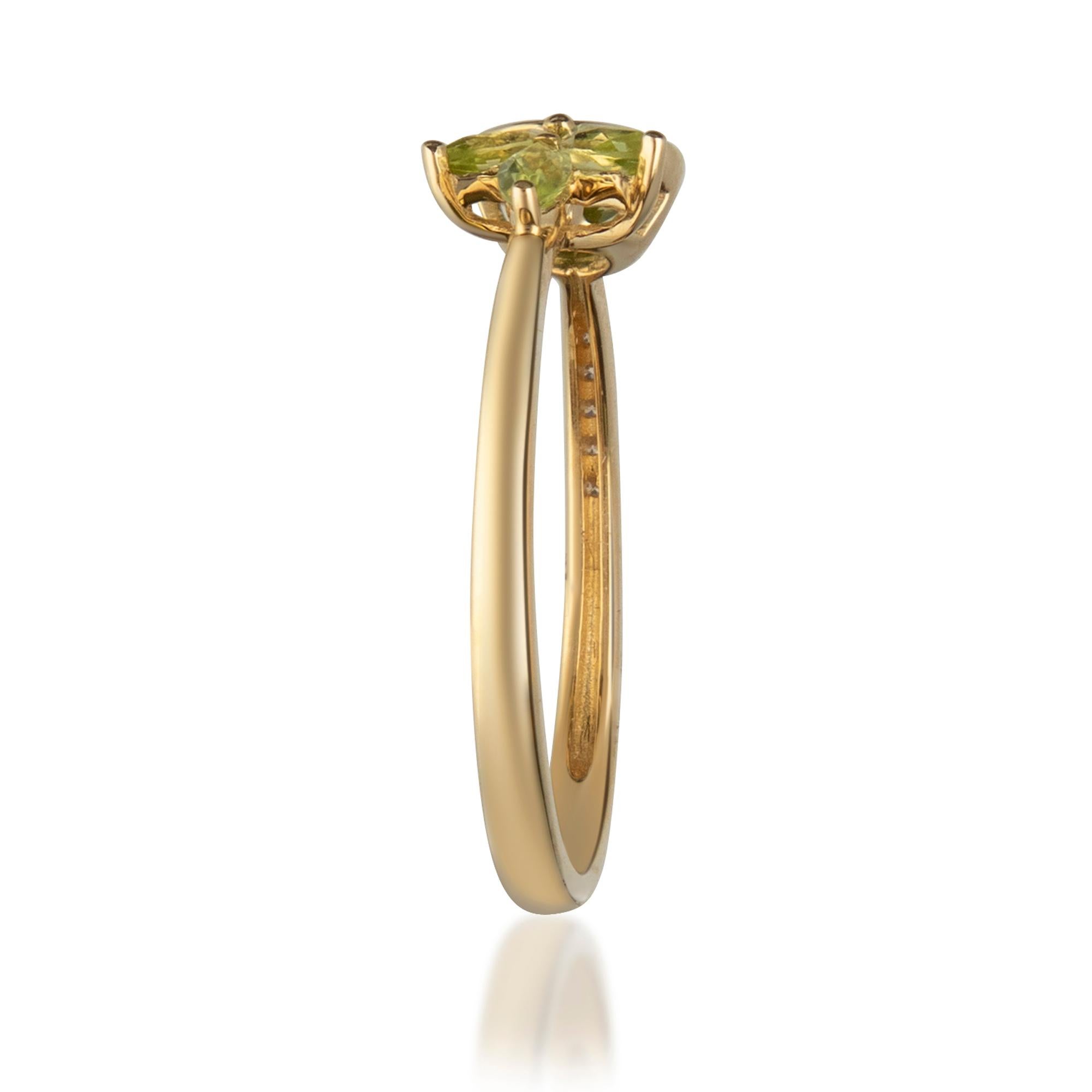 Gin and Grace Classic Peridot with Diamond 14k Yellow Gold Ring For Women/Girls en vente 4
