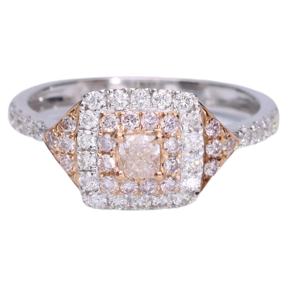 Gin & Grace Cushion-Cut Pink Diamond with White Diamond 18k TT Gold Ring For Sale