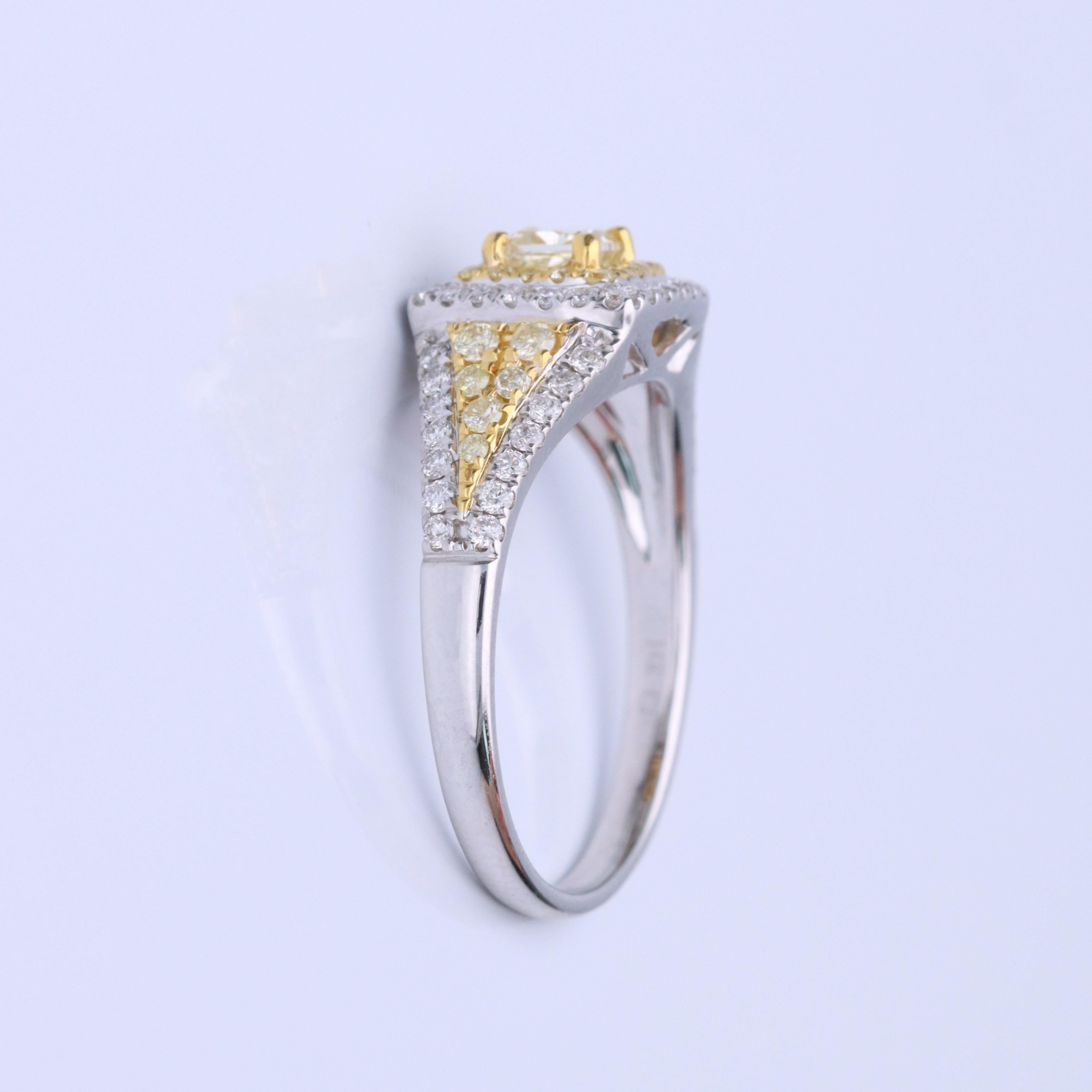 Cushion Cut Gin & Grace Cushion-Cut Yellow Diamond with White Diamonds 18k TT Gold Ring For Sale