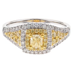 Gin & Grace Bague en or 18 carats avec diamant jaune taille coussin et diamants blancs