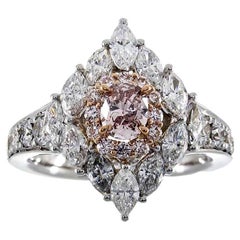 Gin & Grace Oval-Cut Pink Diamond with White Diamond 18k TT Gold Ring