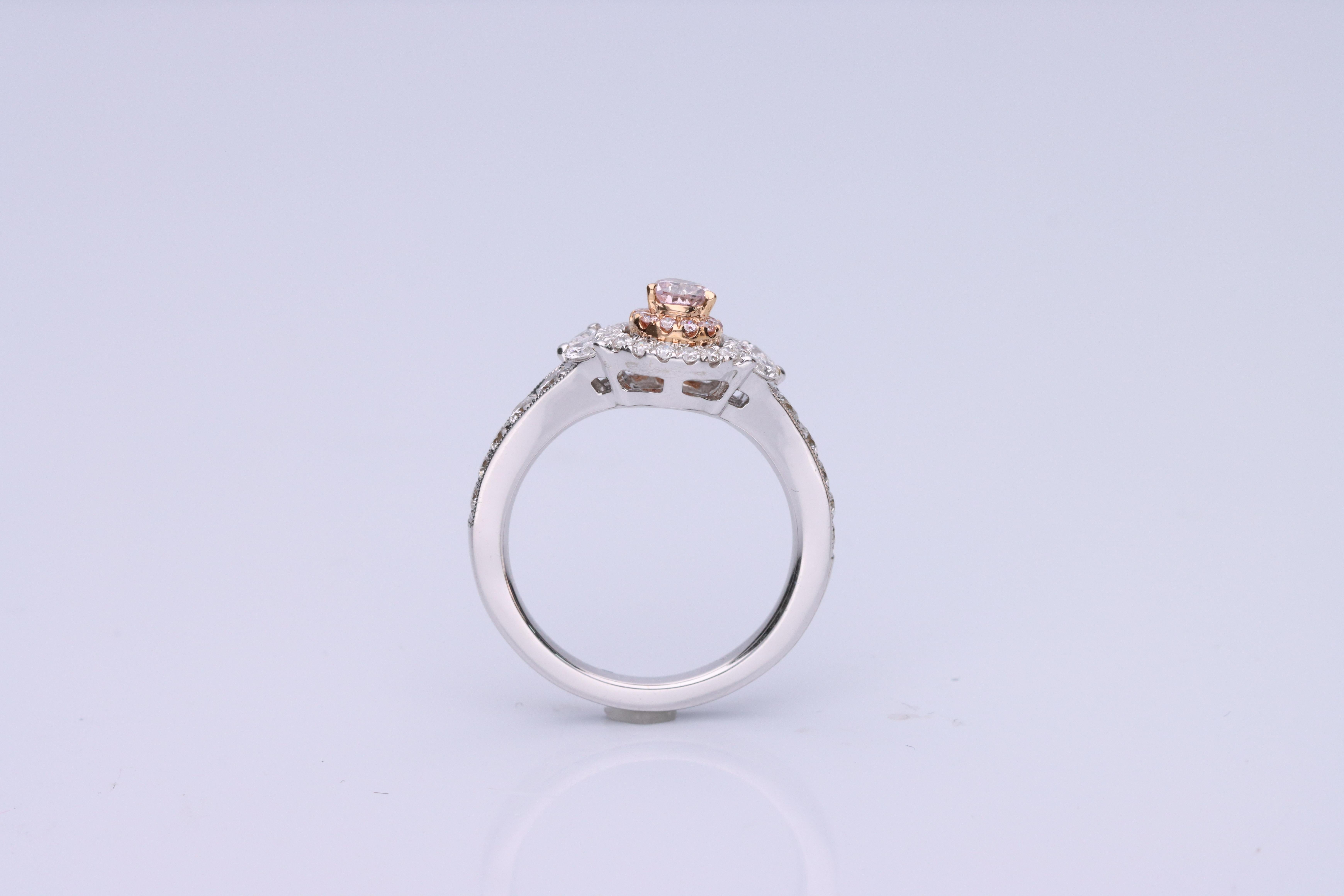 Gin & Grace Pink Diamond im Birnenschliff mit weißem Diamanten 18k TT Gold Ring (Tropfenschliff)