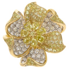 Gin 
Grace Pear-Cut Yellow Diamond with White Diamonds 18K Yellow Gold Ring