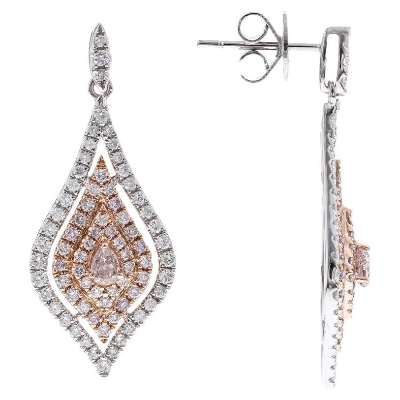 Gin & Grace Pear, Round-Cut Pink Diamond Accents 14k Two Tone Gold Earring
