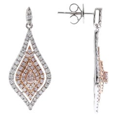 Gin & Grace Pear, Round-Cut Pink Diamond Accents 14k Two Tone Gold Earring