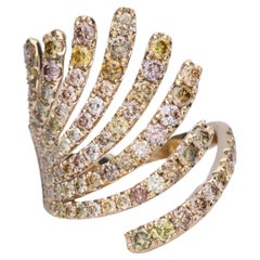 Gin 
Grace Round-Cut Multi Color Diamond Accents 14K Yellow Gold Ring