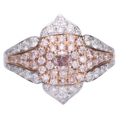Gin & Grace Round-Cut Pink Diamond with White Diamond 18k TT Gold Ring
