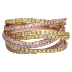 Gin & Grace Round-Cut Yellow Diamond with Pink Diamond 18k TT Gold Ring