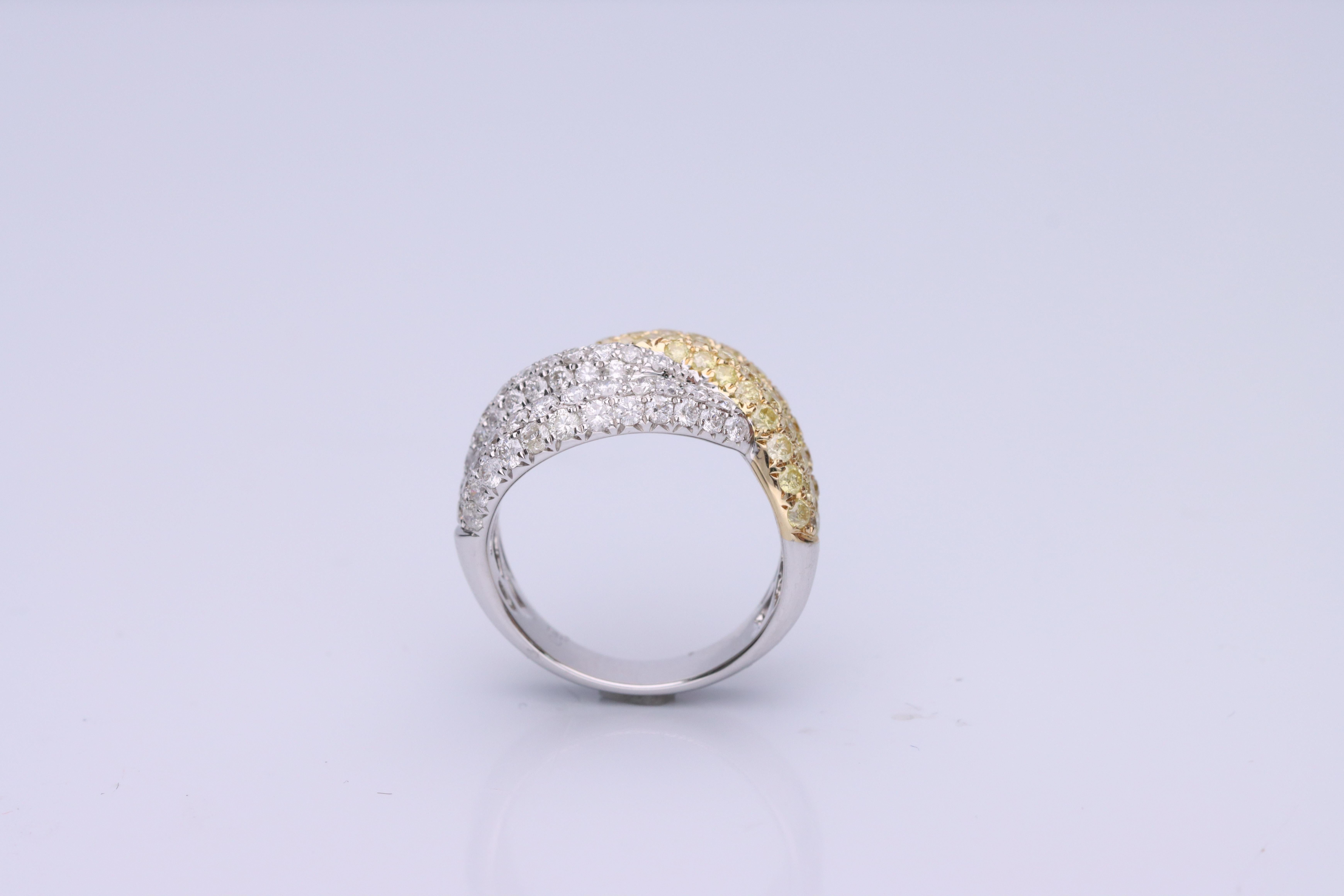 Art Deco Gin & Grace Round-Cut Yellow Diamond with White Diamond 14k TT Gold Ring For Sale