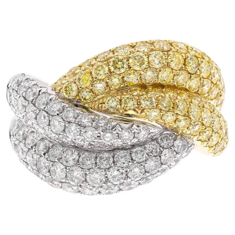 Gin & Grace Ring aus 14 Karat TT Gold mit gelbem Diamant im Rundschliff und weißem Diamanten