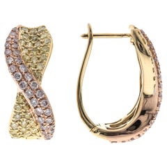 Gin and Grace Rundschliff Gelb & Pink Diamond Akzente 14k Zwei-Ton-Gold-Ohrring