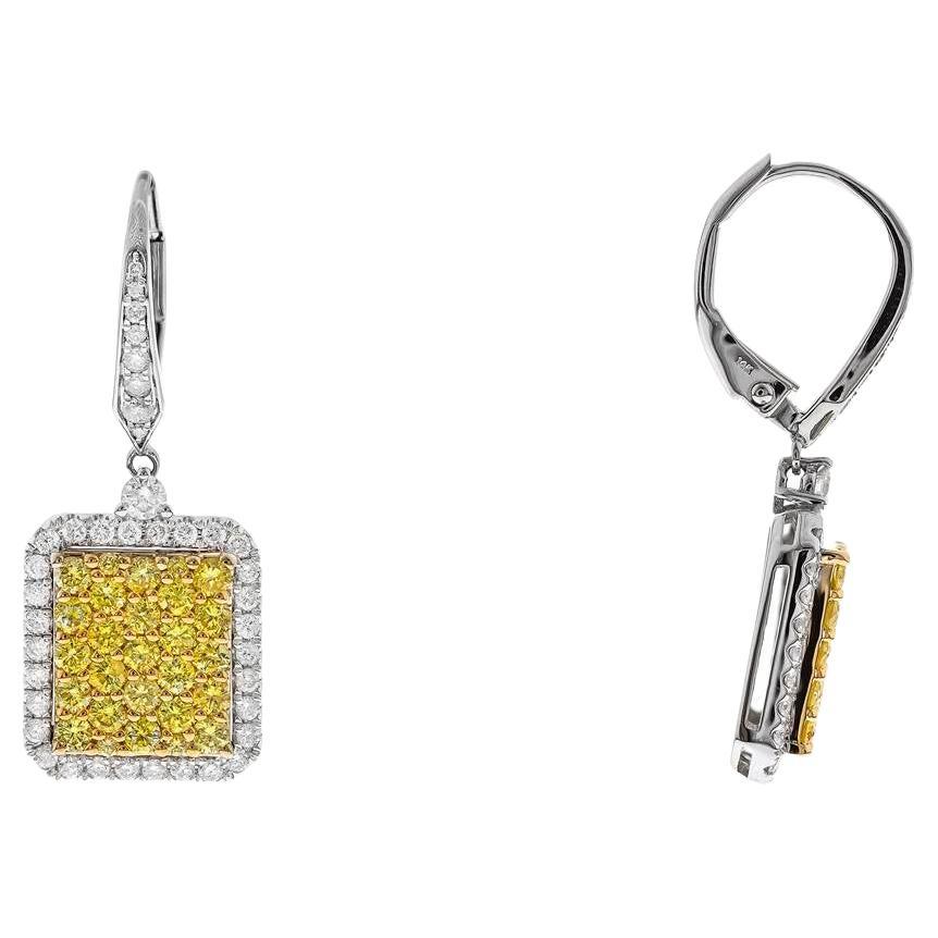Gin & Grace Round-Cut Yellow & White Diamond Accents 14k Two Tone Gold Earring