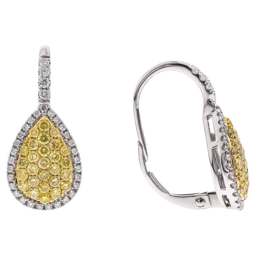 Gin & Grace Round-Cut Yellow & White Diamond Accents 14k Two Tone Gold Earring
