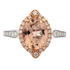 Gin & Grace Vintage-inspirierter Morganit- und Diamant-Halo-Ring