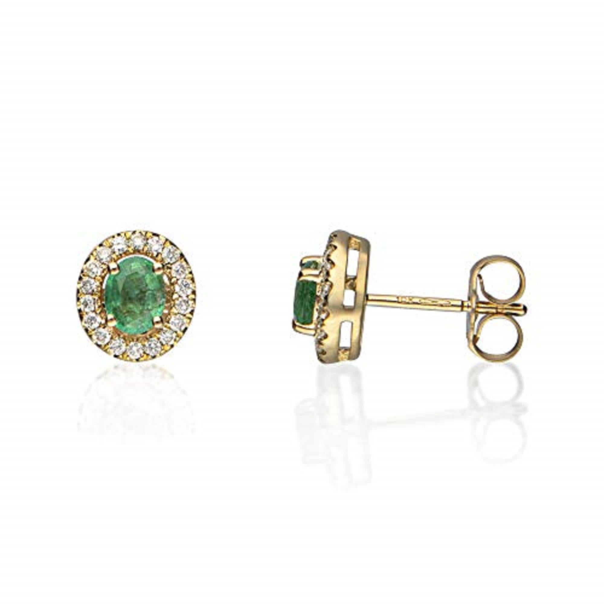 Art Deco Gin & Grace Women's 10K Yellow Gold Natural Emerald Earrings With Diamonds For Sale