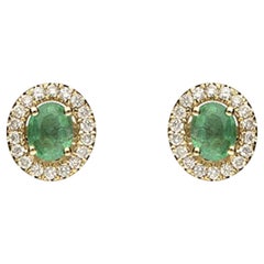 Gin & Grace Women's 10K Yellow Gold Natural Emerald Earrings With Diamonds
