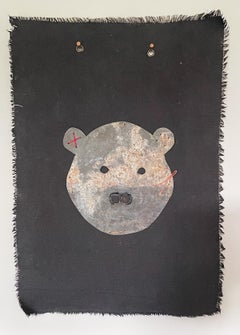 Fiber wall hanging: 'The Masks We Wear Series, Teddy'