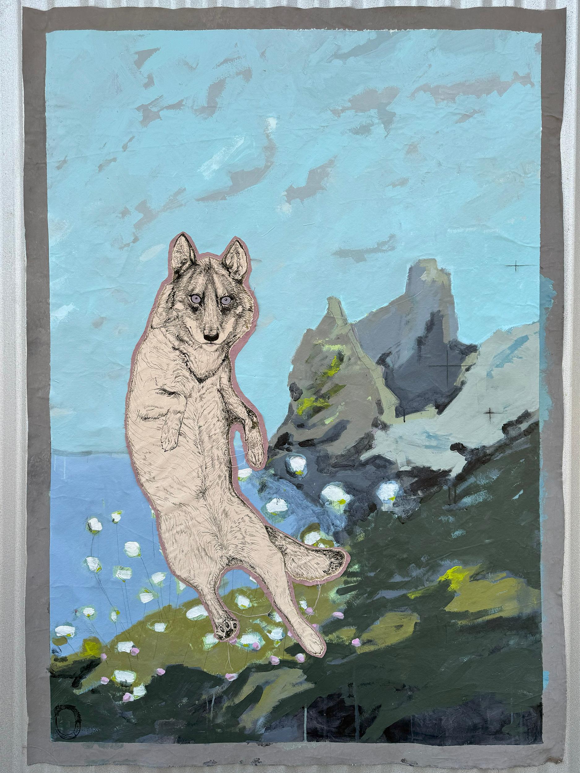 Painting: 
Iberian Wolf Bardo" – Mixed Media Art von Gin Stone