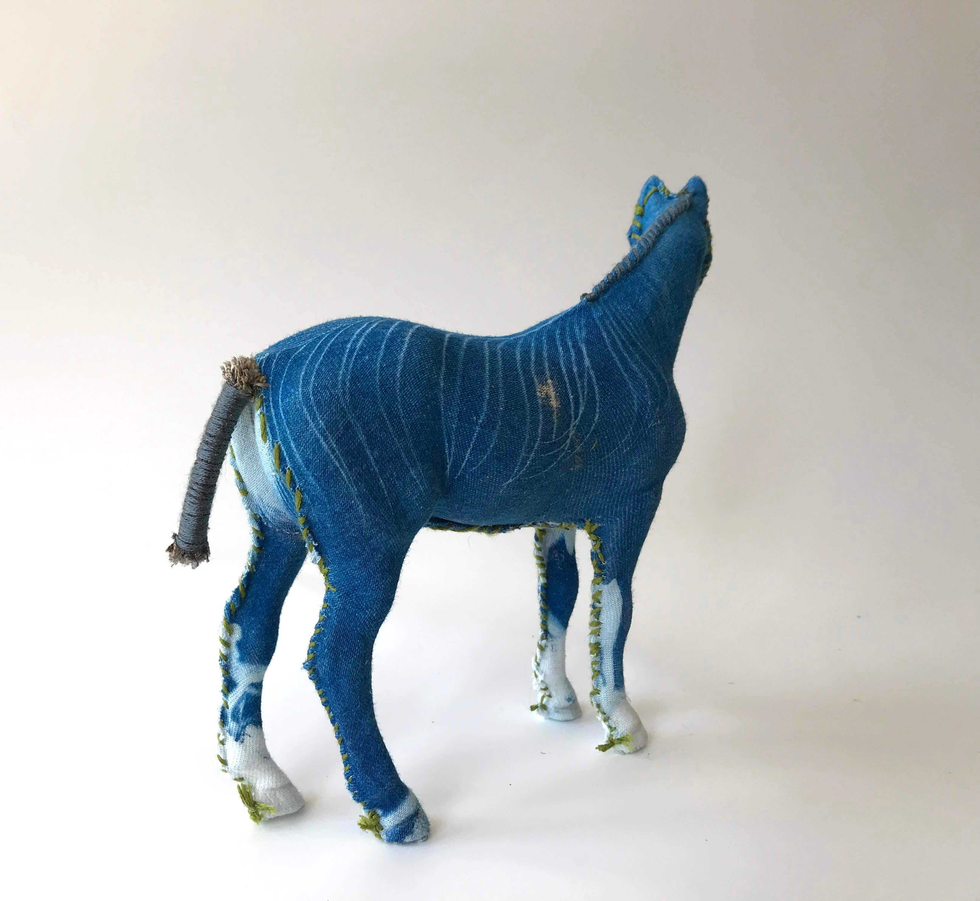 Miniature horse under glass dome: 'simple cyanotype horse- miniature' For Sale 1