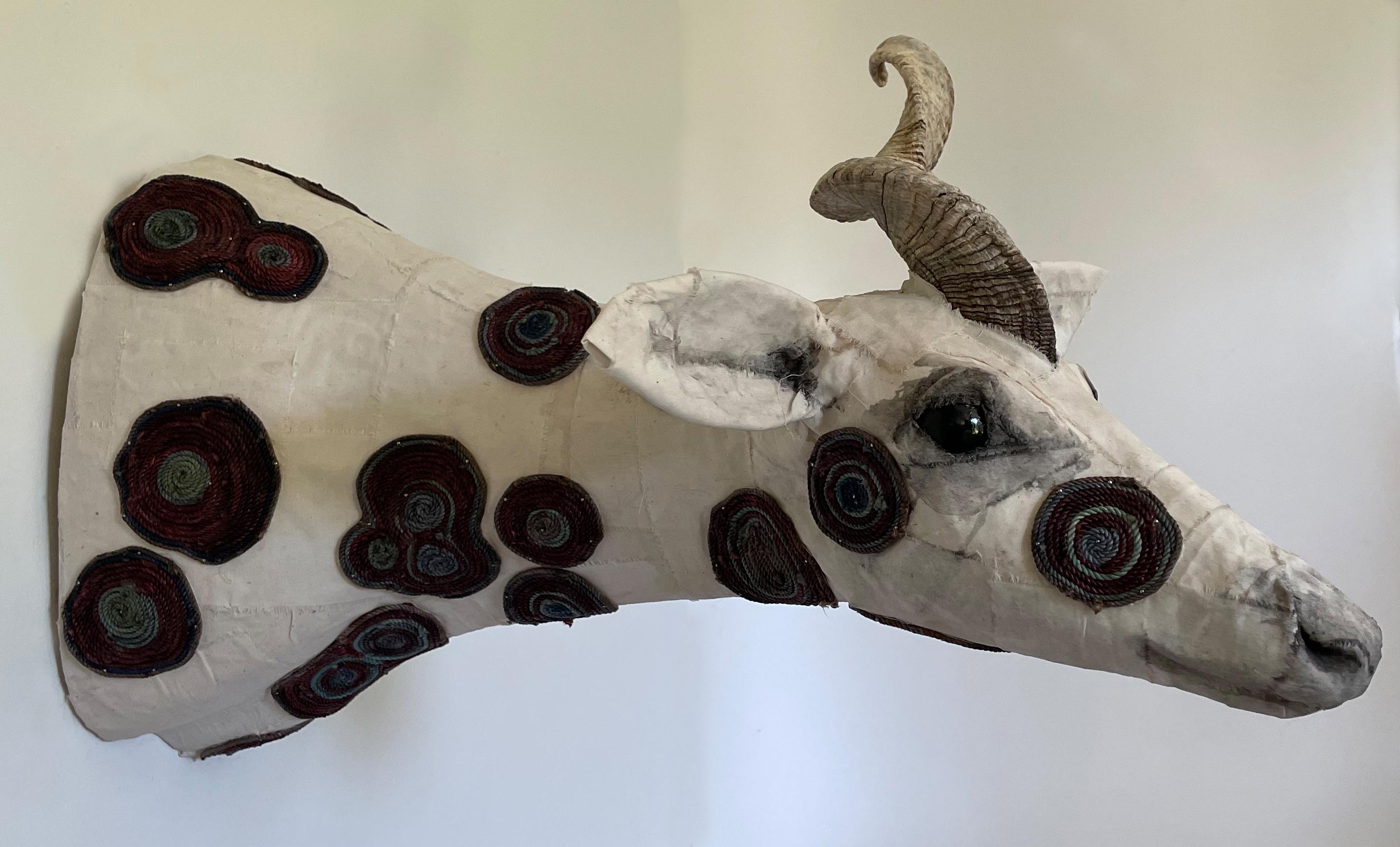 Upcycled fake animal head: 'Proteus mirabilis Monoceros ' - Sculpture by Gin Stone