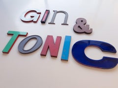 Gin & Tonic Vintage Original Letters, Retro, Shop, Sign, Reclaimed, Signage
