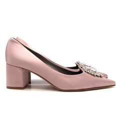 Gina Baby Pink - Escarpins en satin avec embellissement en cristal 38