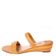 Gina Beige Leather Strappy Wedge Sandals Size 41.5
