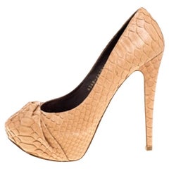 Gina Beige Python Elle Platform Pumps Size 38.5