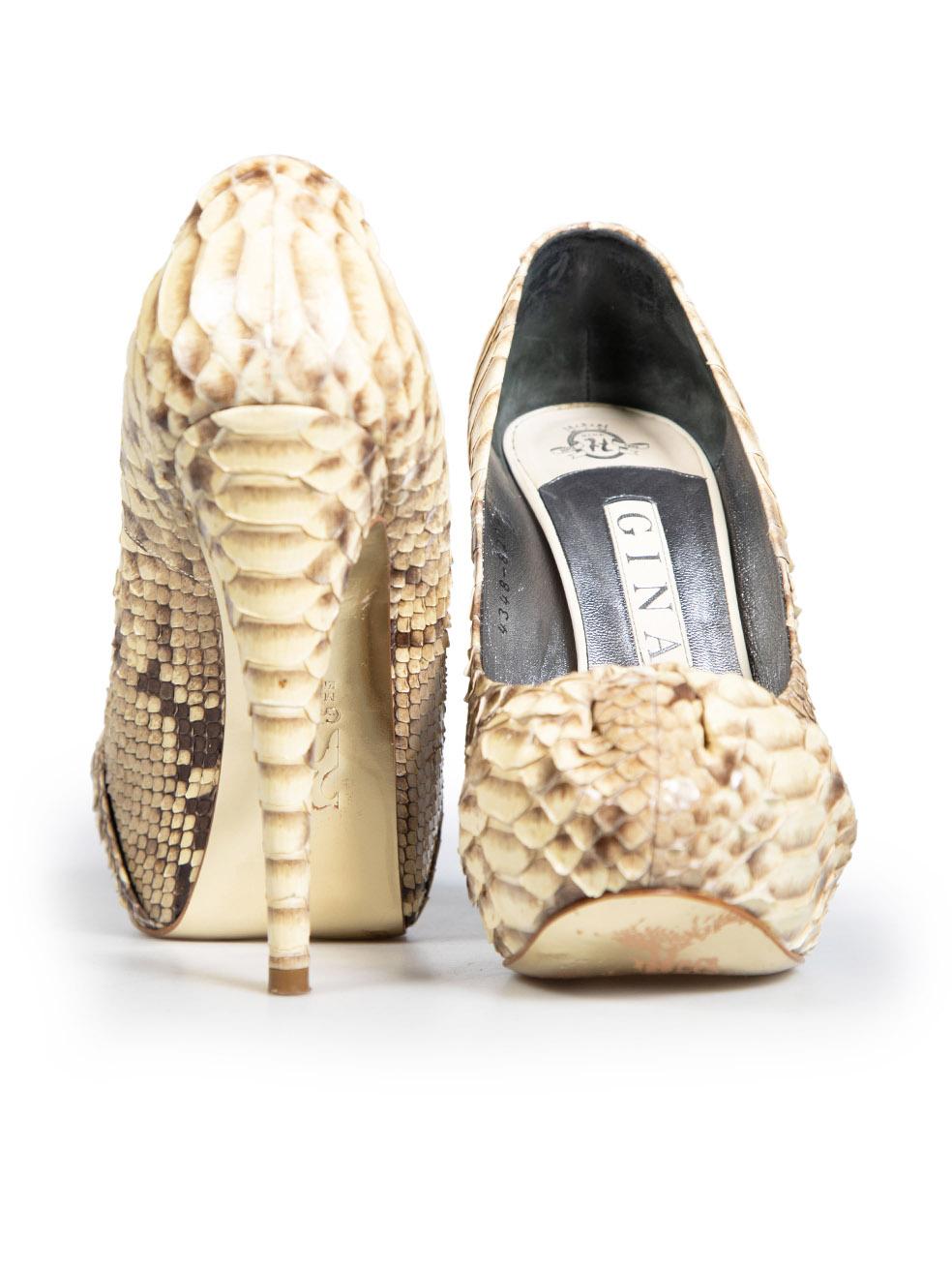Tacones Gina Beige Pitón Talla UK 4.5 en Bueno estado para la venta en London, GB