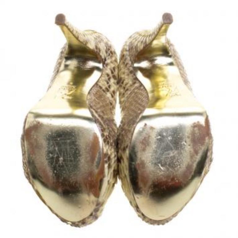 Gina escarpins à capuche en python beige, taille 38 en vente 1