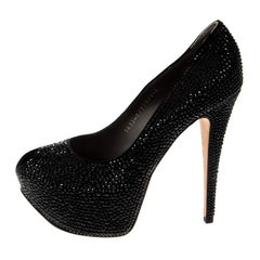 Gina Black Crystal Embellished Peep Toe Platform Pumps Size 39 Gina Black Crystal Embellished Peep Toe Platform Pumps Size 39