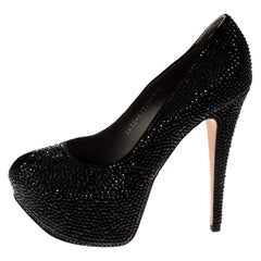 Gina Black Crystal Embellished Peep Toe Platform Pumps Size 39 Gina Black Crystal Embellished Peep Toe Platform Pumps Size 39