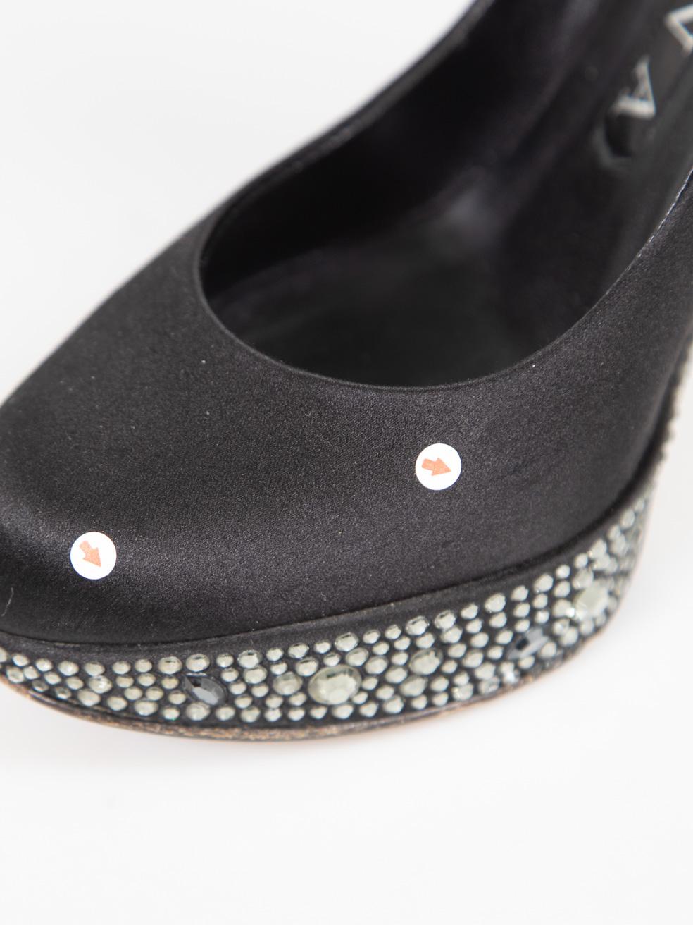 Gina Schwarz Kristall verschönert Plateau Pumps Größe UK 3 im Angebot 3
