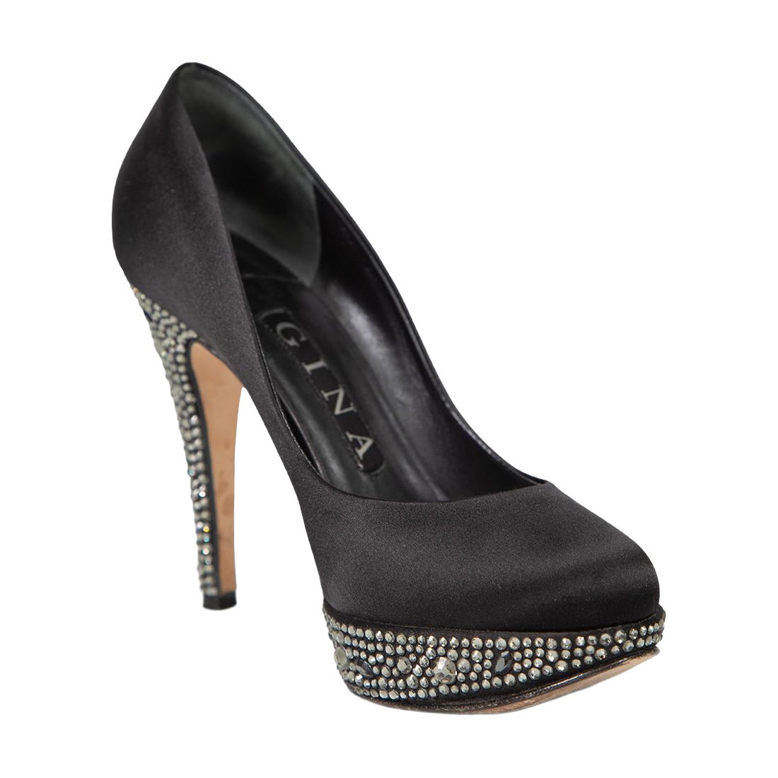 Gina Black Crystal Embellished Platform Pumps Size UK 3 im Angebot
