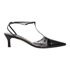 Gina Black Leather Kitten Heel Pumps Size UK 5.5