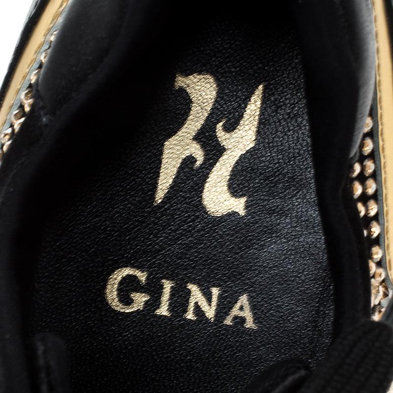 Gina Black Leather/Satin Luminosa Swarovski Sneakers Size 41 2
