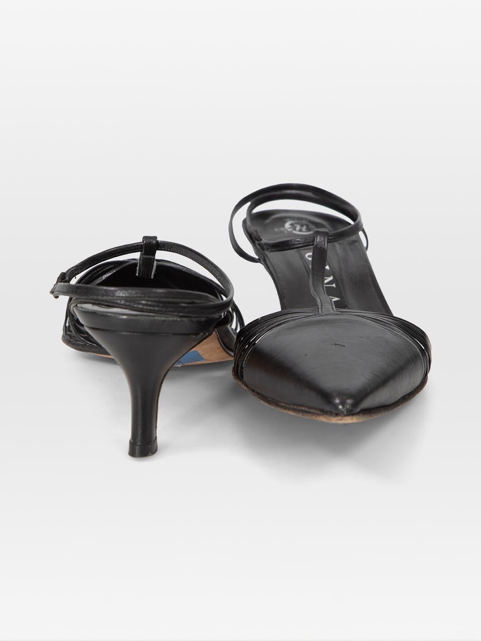 Noir Gina Chaussures à talons pointus en cuir noir Taille UK 5.5 en vente