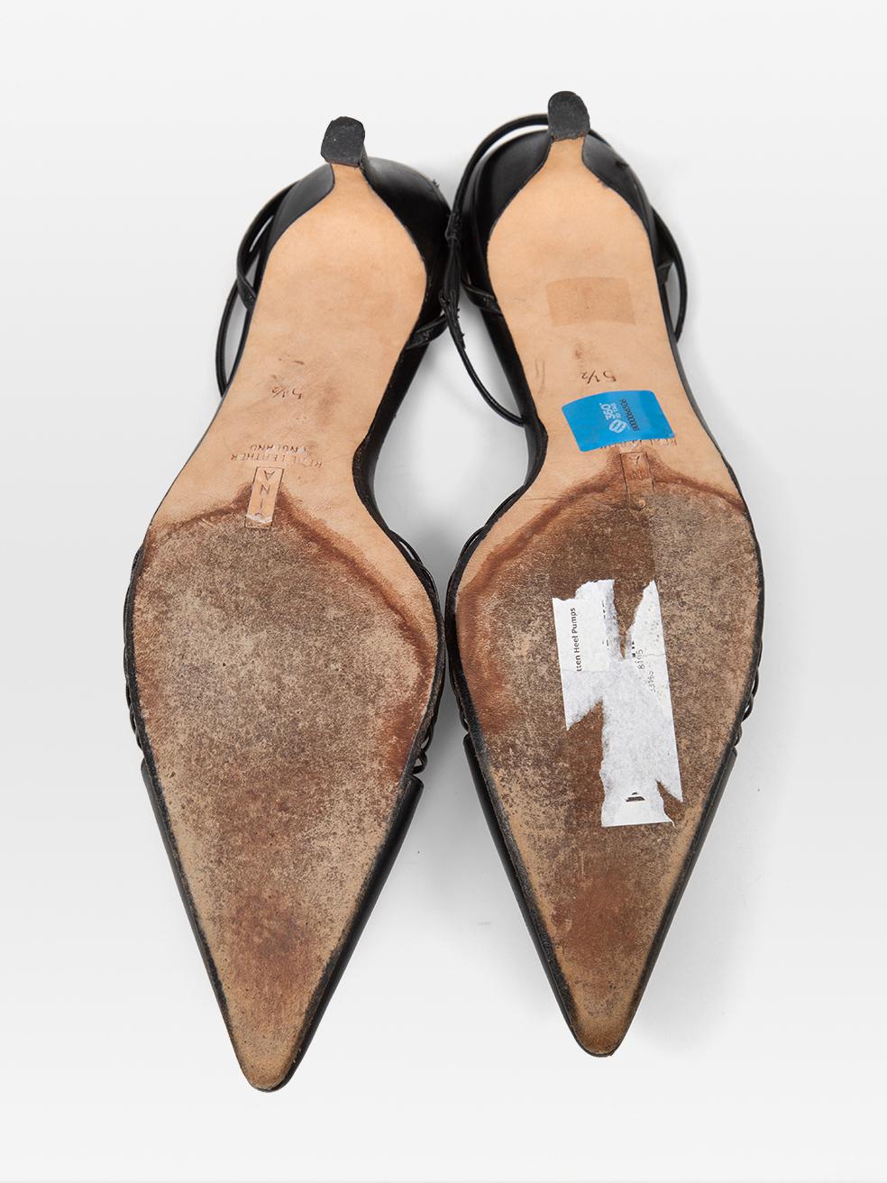 Gina Chaussures à talons pointus en cuir noir Taille UK 5.5 Excellent état - En vente à London, GB