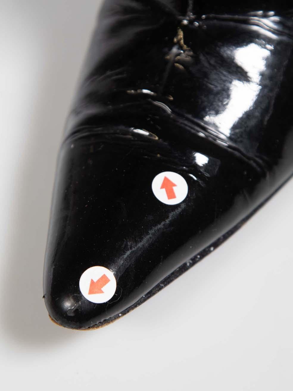 Gina, stivali in pelle verniciata nera con fibbie, misura 6 UK in vendita 1