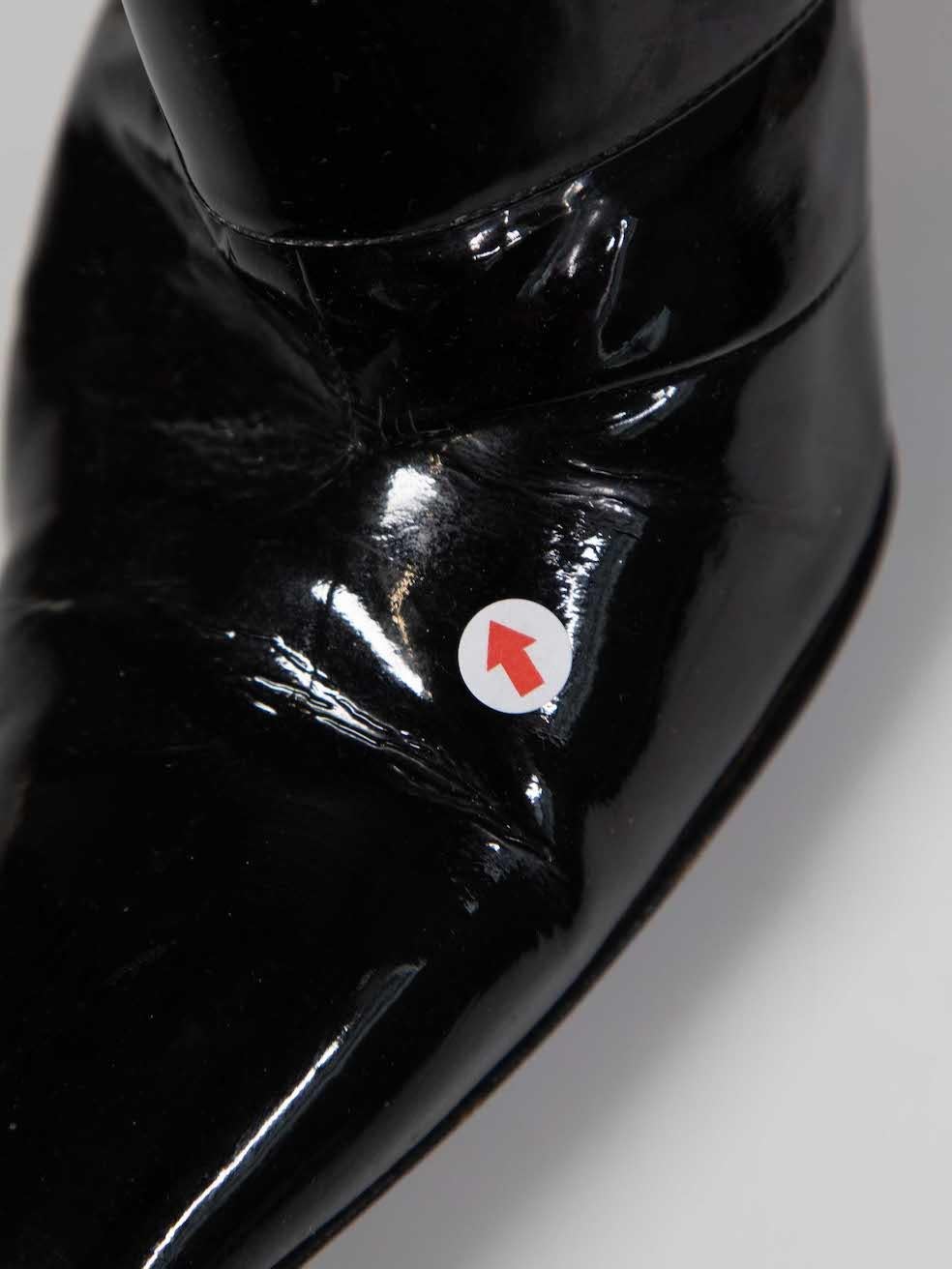 Gina Bottes en cuir verni noir avec boucles Taille UK 6 en vente 3