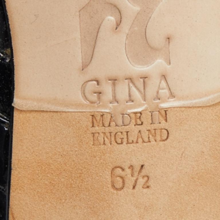 Gina Sandalias negras de charol con adornos de cristal 39.5 5