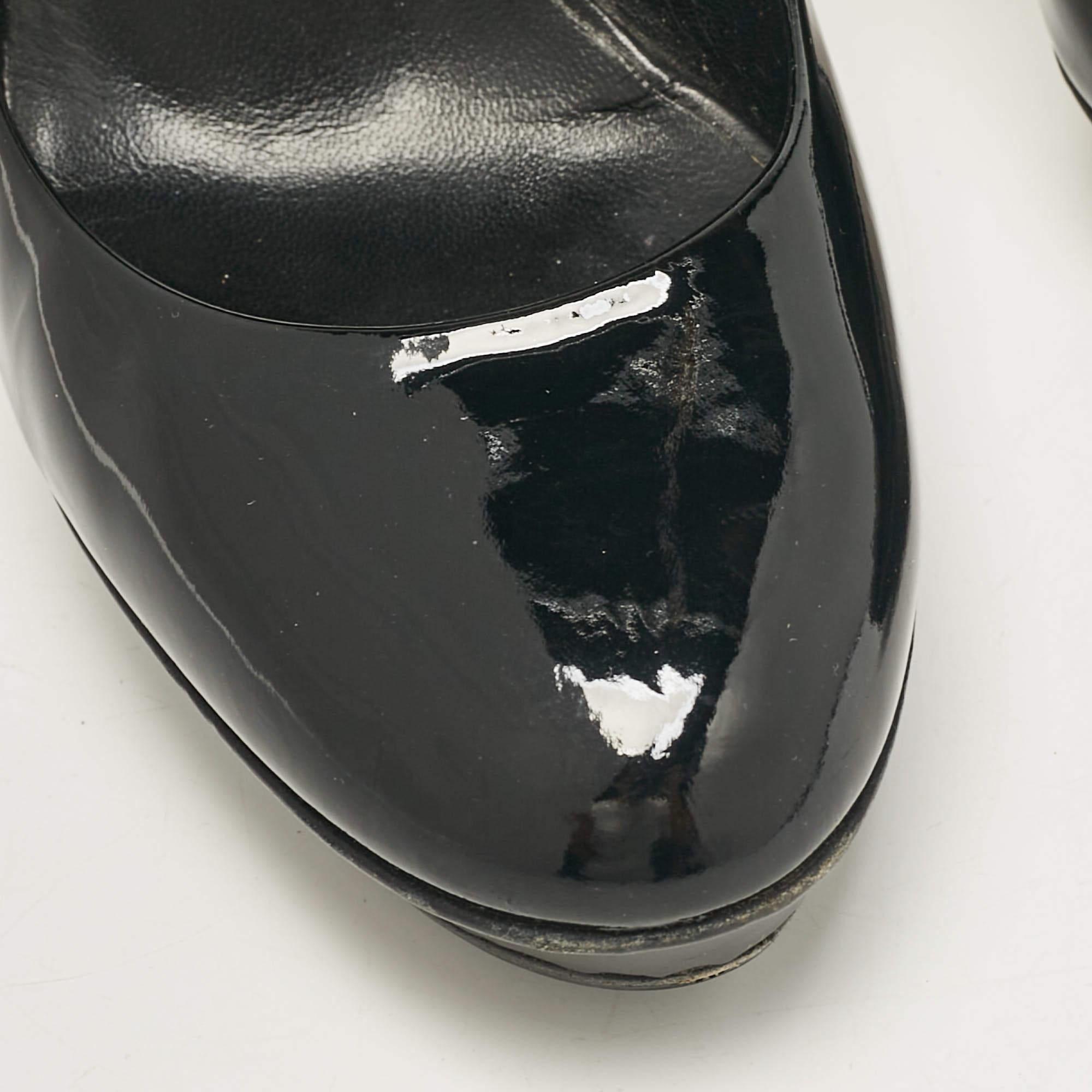 Gina Black Patent Leather Platform Pumps Size 40 For Sale 3