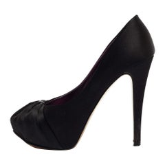 Gina - Escarpins à plateforme Claire en satin noir - Taille 37,5