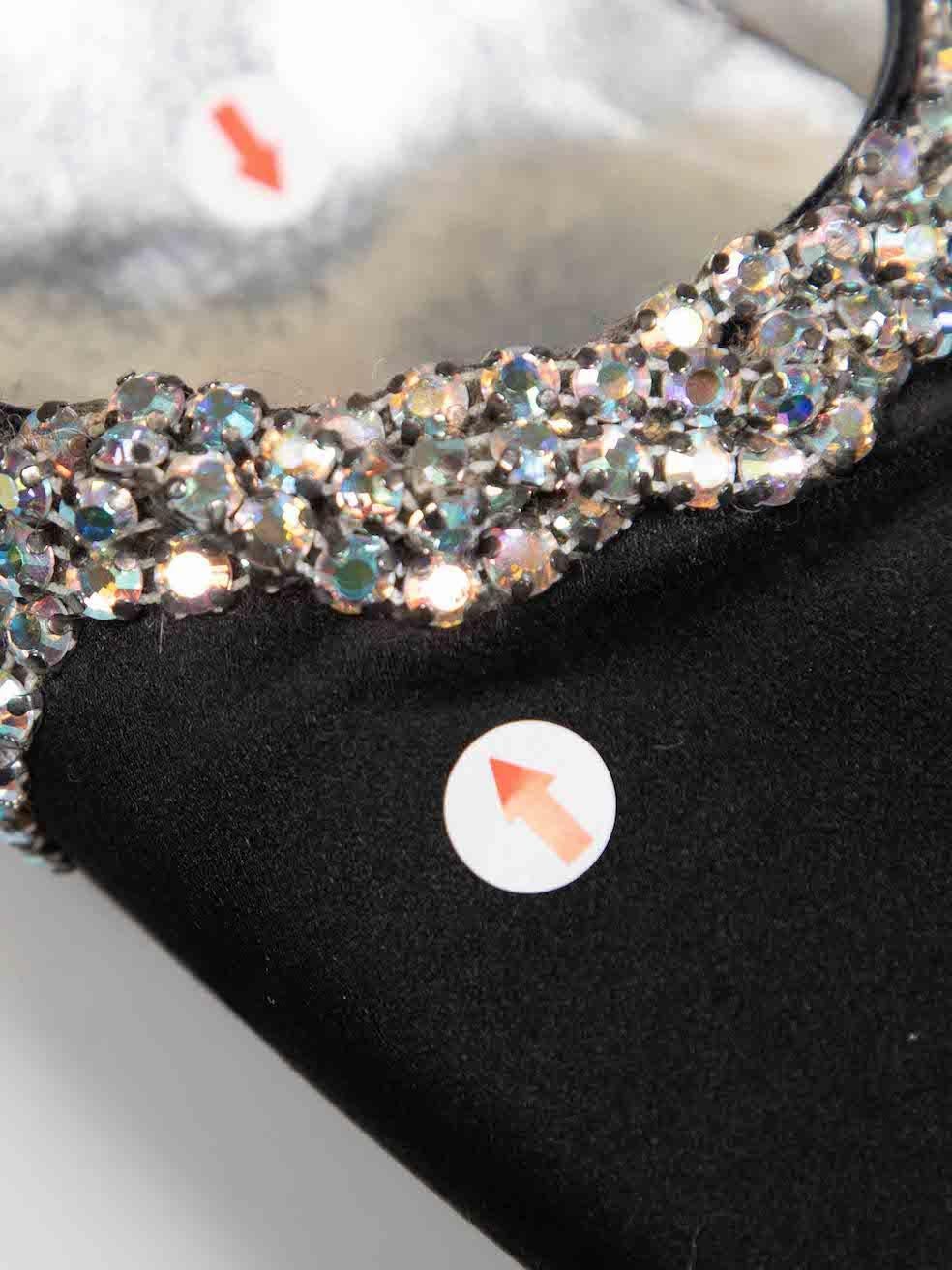Gina Talons en satin noir ornés de cristaux Taille UK 4 en vente 2