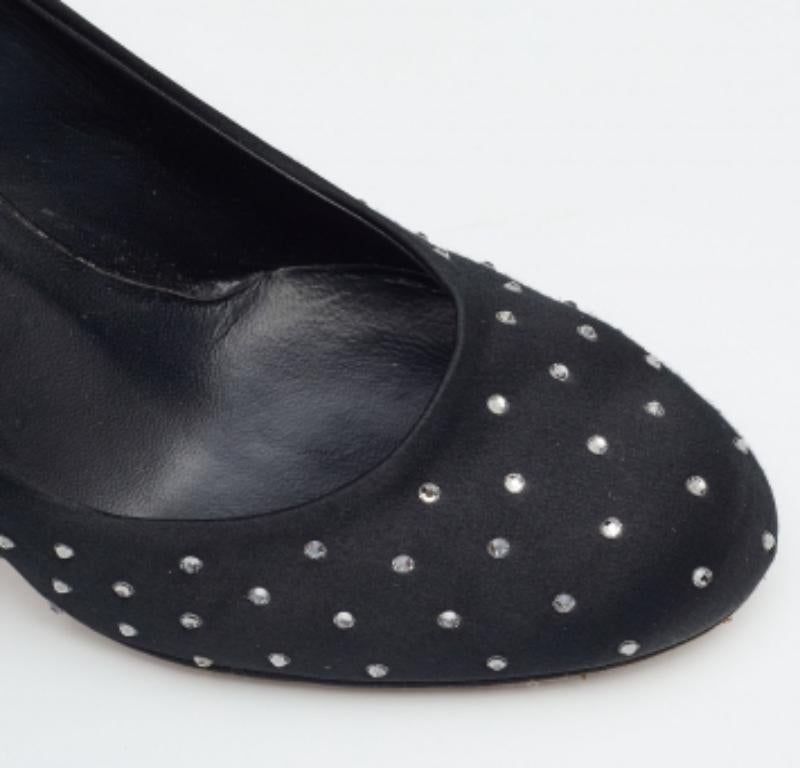 Gina Negro Satén Cristal Embellished Bombas Tamaño 38 en venta 1
