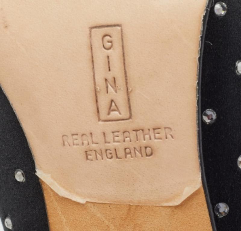 Gina Negro Satén Cristal Embellished Bombas Tamaño 38 en venta 2