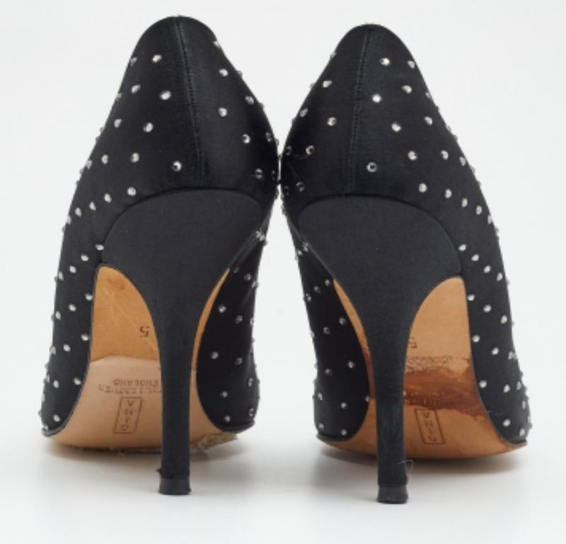 Gina Negro Satén Cristal Embellished Bombas Tamaño 38 en venta 3