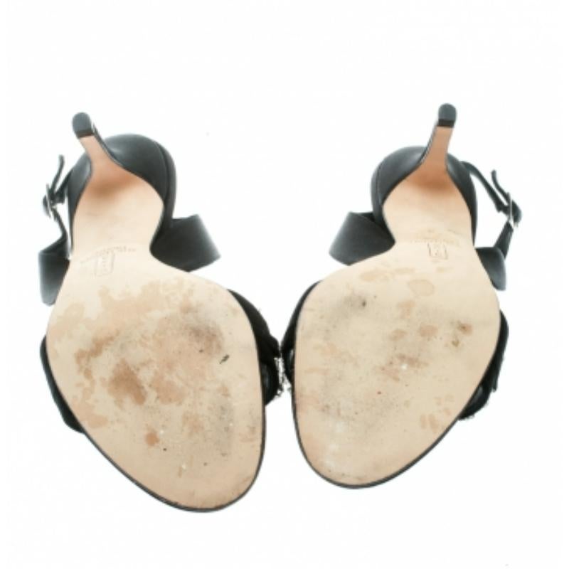 Gina - Sandales à talons compensés en satin noir avec ornements en cristal - Taille 37 Pour femmes en vente