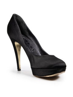 Gina Schwarz Satin Plateau Pumps Größe UK 6.5