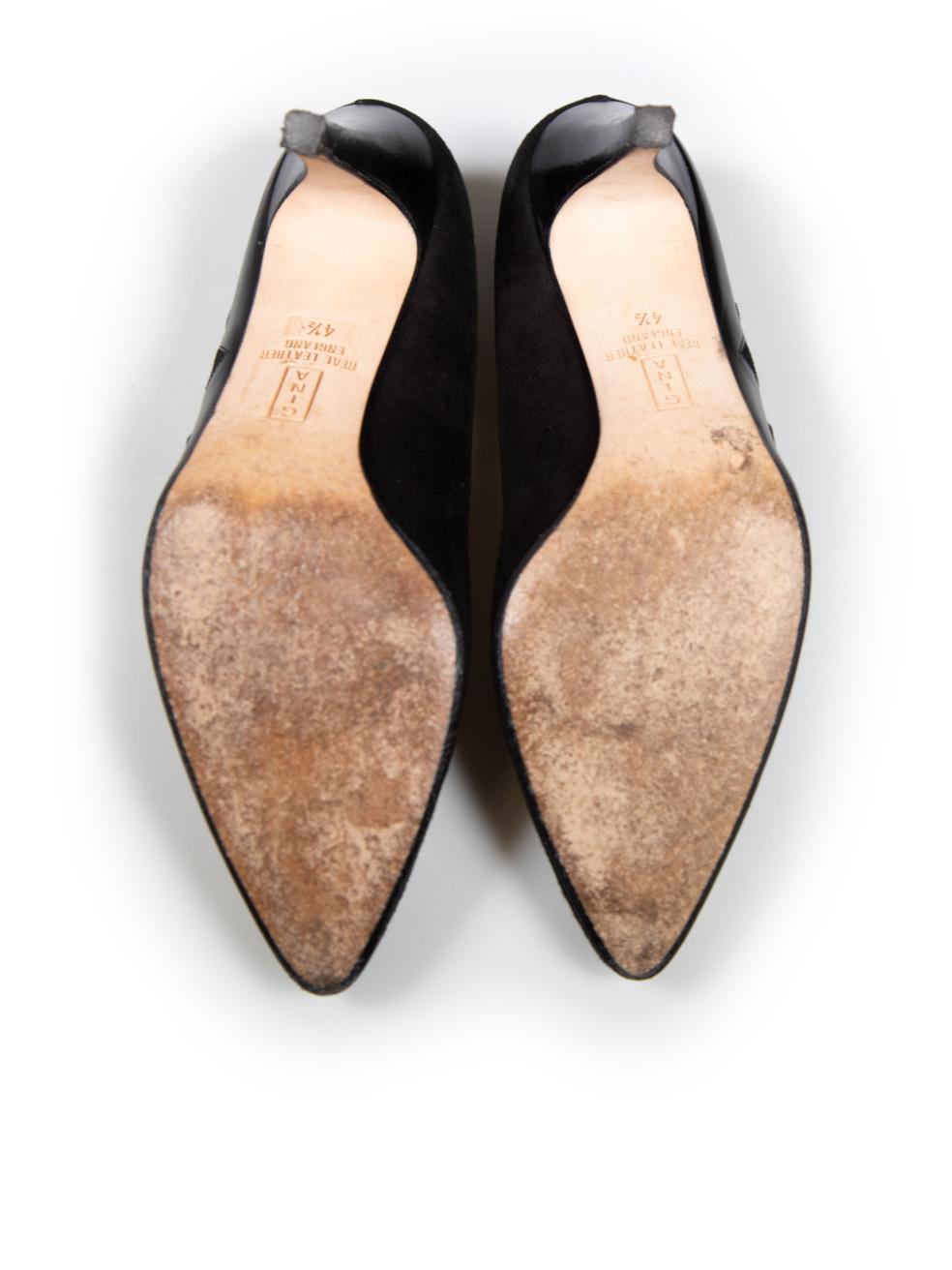 Gina Escarpins en daim et cuir noir à motif découpé Taille UK 4.5 Bon état - En vente à London, GB
